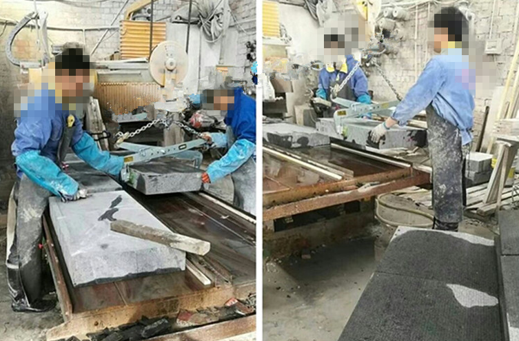 提升機與夾具配合使用吊裝石板現場--河北東圣吊索具制造有限公司--石材夾具|小型攪拌機|液壓堆高車|手動叉車